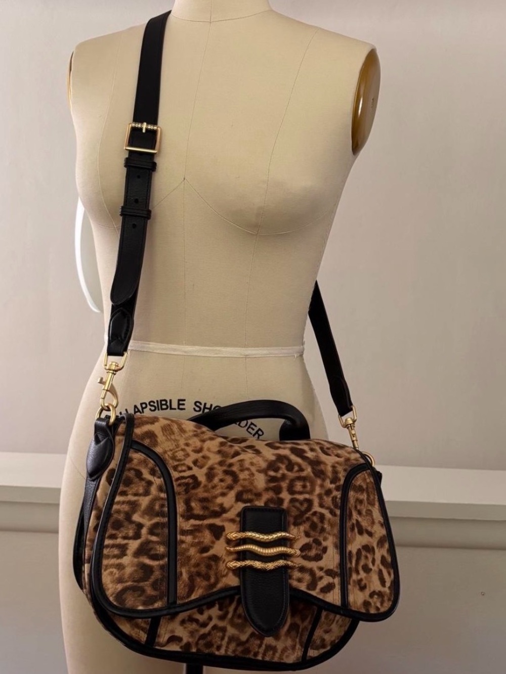 Real Leather Leopard Print with brass hardware crossbody